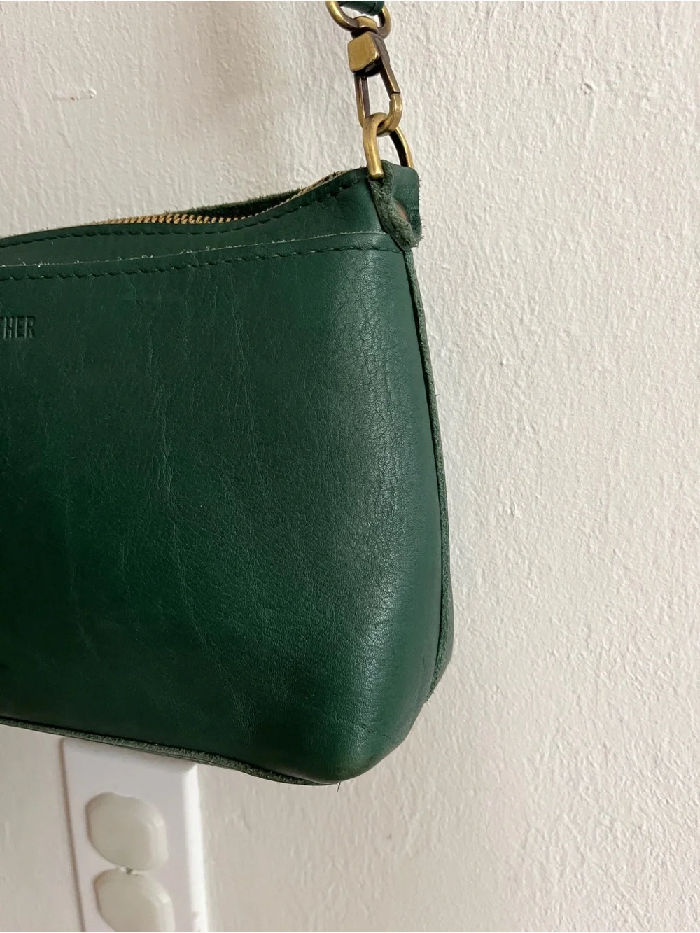 Portland Leather Goods Poppy Purse in Pebbled Bacalar Green Gold Tone Hardware